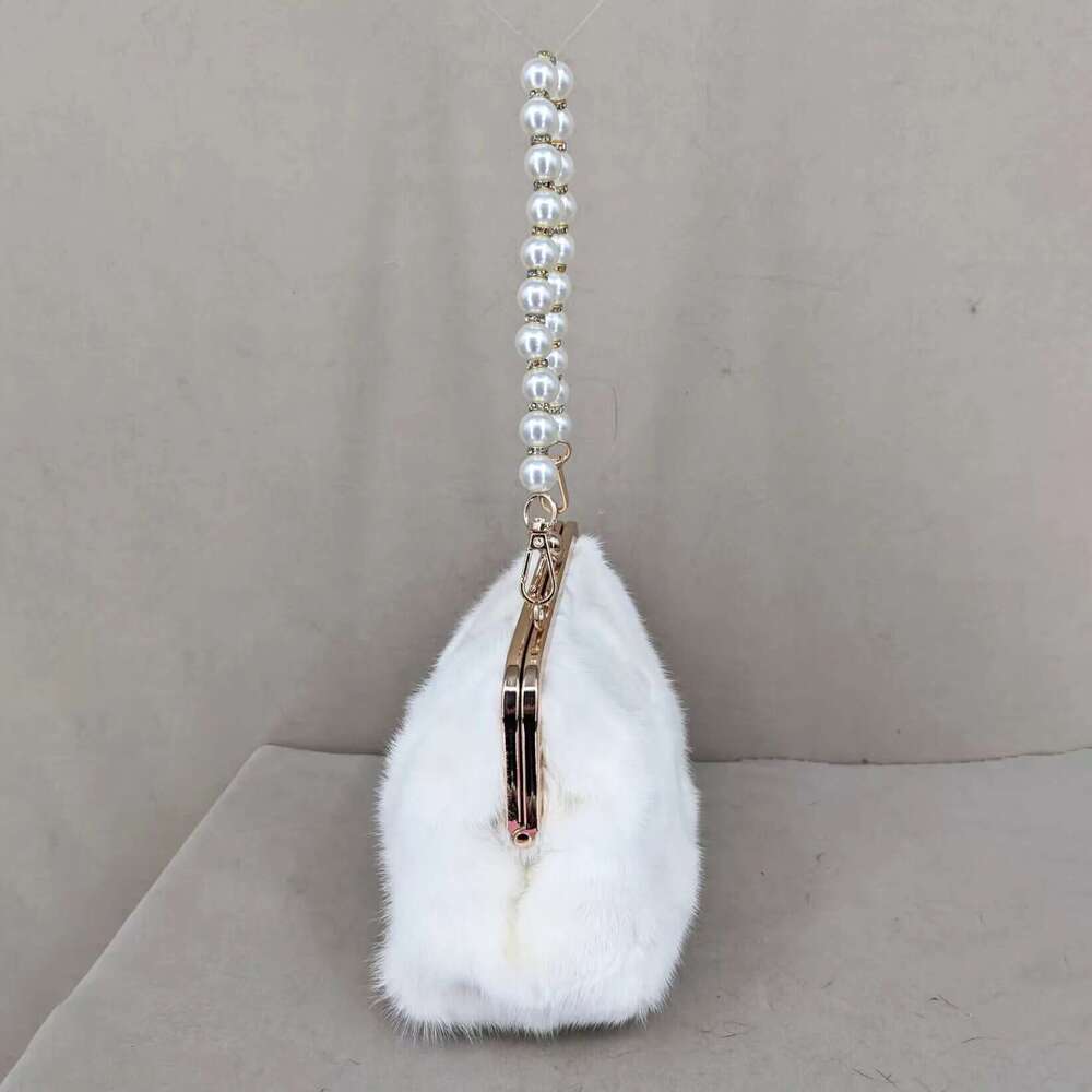 Real Natural Mink Fur Handbag Purse 2024 Luxurious Beautiful Fashion For Party Women Bag Buckle Shoulder Bag Wedding Clutch