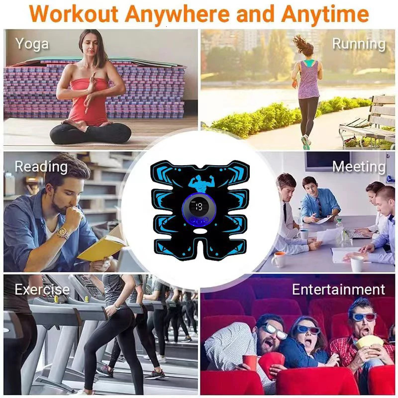 USB Rechargable EMS Muscle Stimulator ABS Arm 3 IN 1 Trainer Pad Wireless Smart Fitness Abdominal Training Electric Body Slim 250430