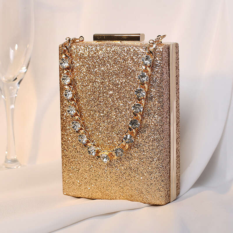 Dinner Bag New Bag With Rhinestone Chain Hand Held Crossbody Square Women S Small Bag Socialite Banquet Handbag KQ
