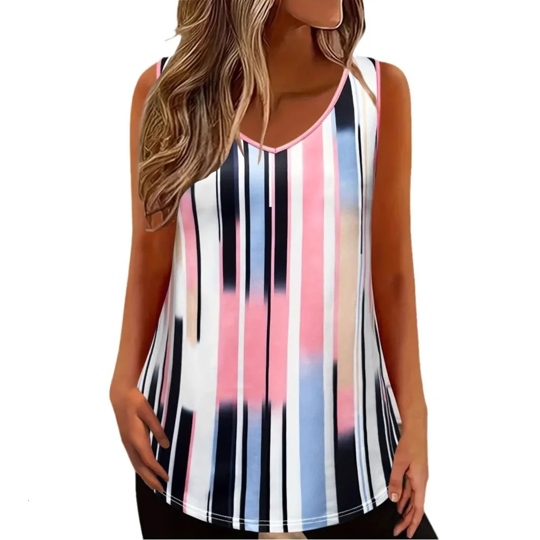 Cross Order Striped Plus Size Womens Clothing Vest Top Fashion Oversized Underwear in Chinese Mainland 250430Z