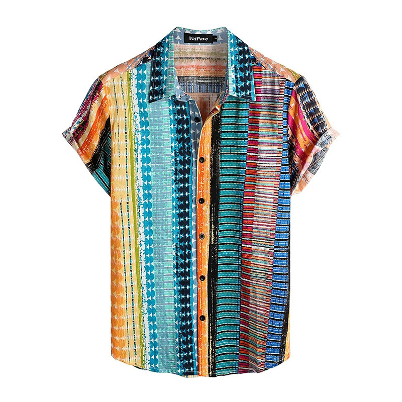 Mens casual Hawaiian floral shirt 3D full print short sleeved button down tropical beach shirt 250427