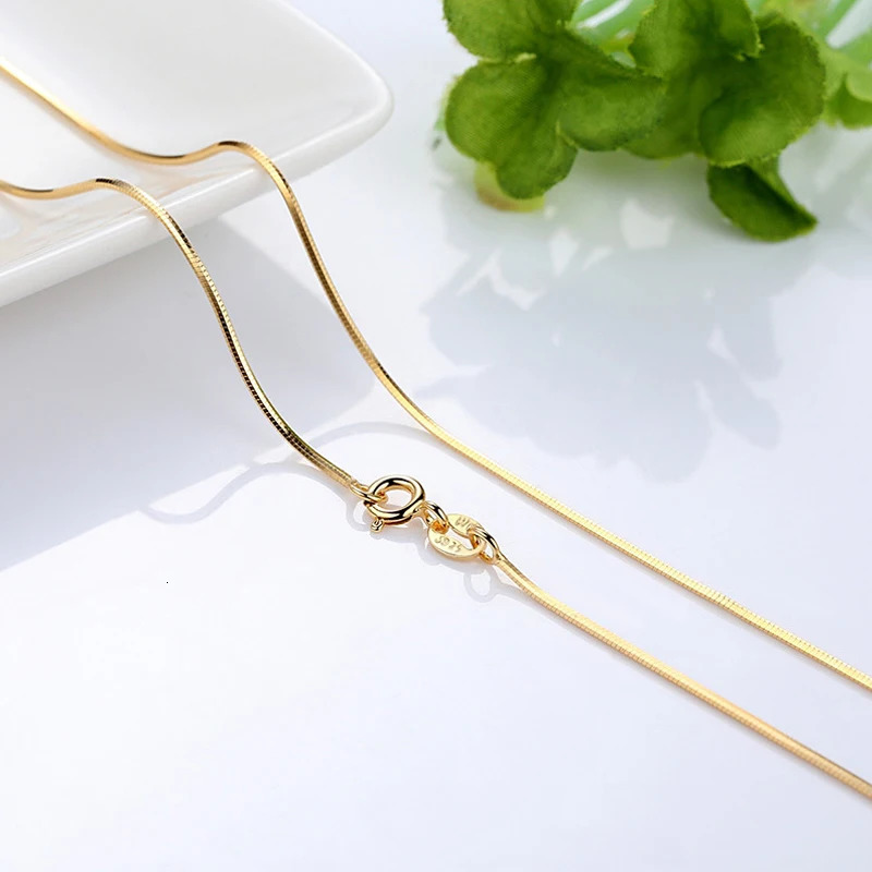 HON Pure 14k gold-plated necklace for women real gold box/cross/snake bone/water wave/Kravik chain jewelry 250425