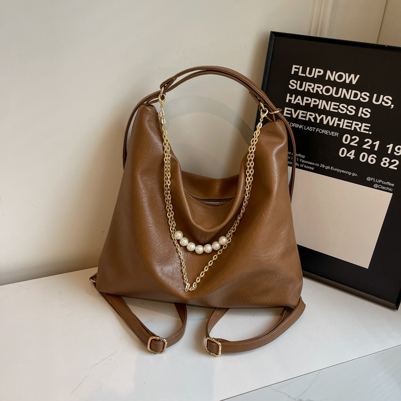 New 2025 Luxury Commuter Tote - Mother-of-Pearl Chain Detachable Work Bag with Hidden Backpack Straps, Free Shipping Bestseller