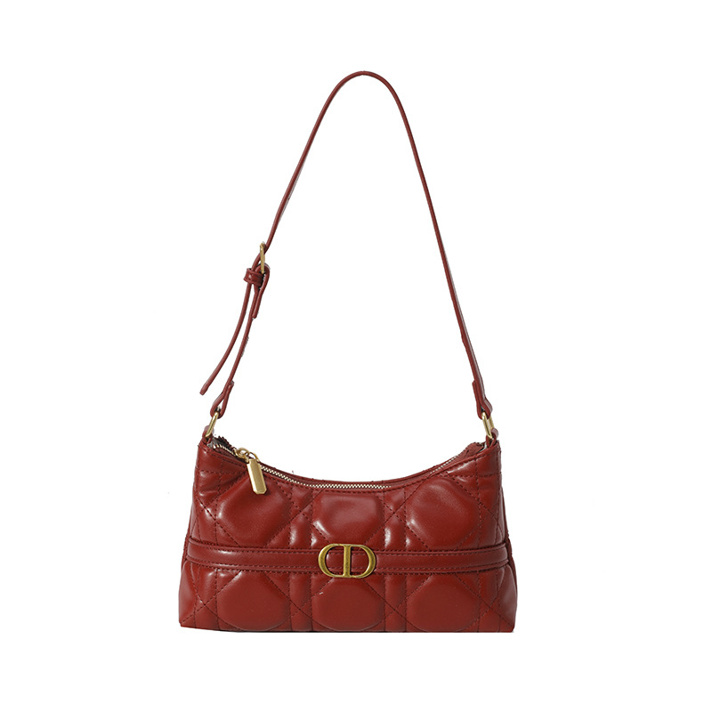 French high - end underarm bag for women New spring style Small square shoulder bag with diamond - shaped embroidered thread Versatile hand - held wom