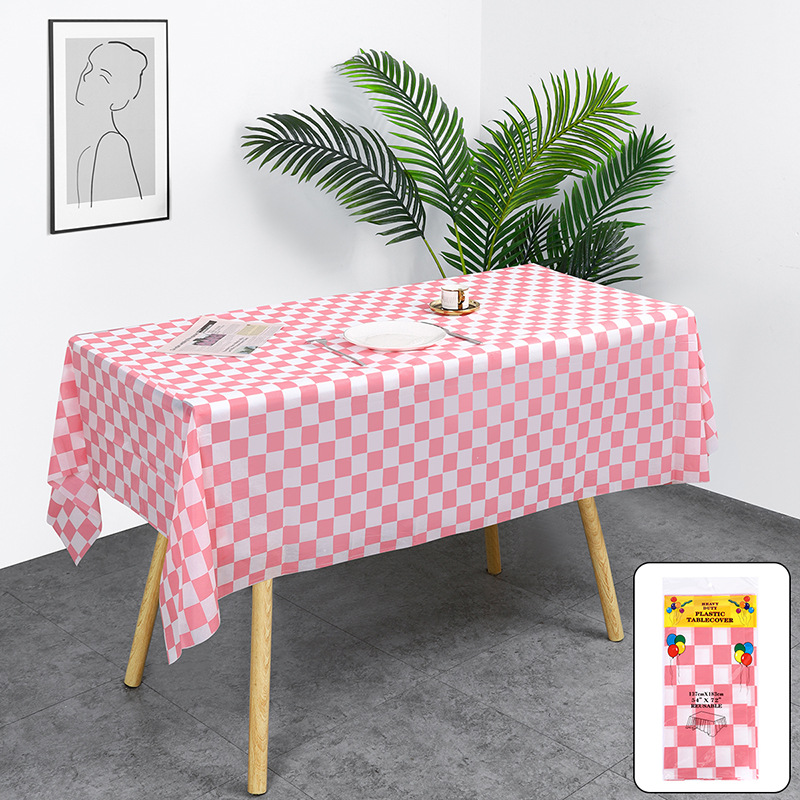 W47 Factory Direct Sales Spot Wholesale Plaid Party Tablecloth Disposable Plastic Tablecloth
