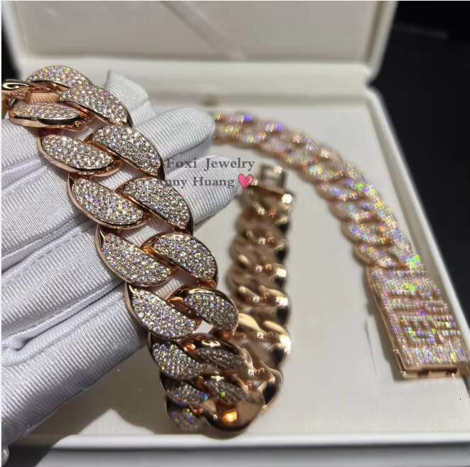 Heavy Solid 925 Sterling Silver 22mm Mens VVS1 Round White Moissanite Diamonds Studded Cuban Link Chain