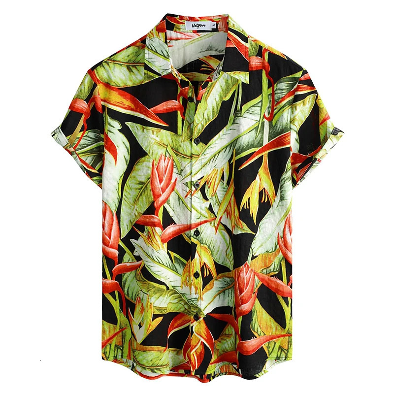 Mens casual Hawaiian floral shirt 3D full print short sleeved button down tropical beach shirt 250427