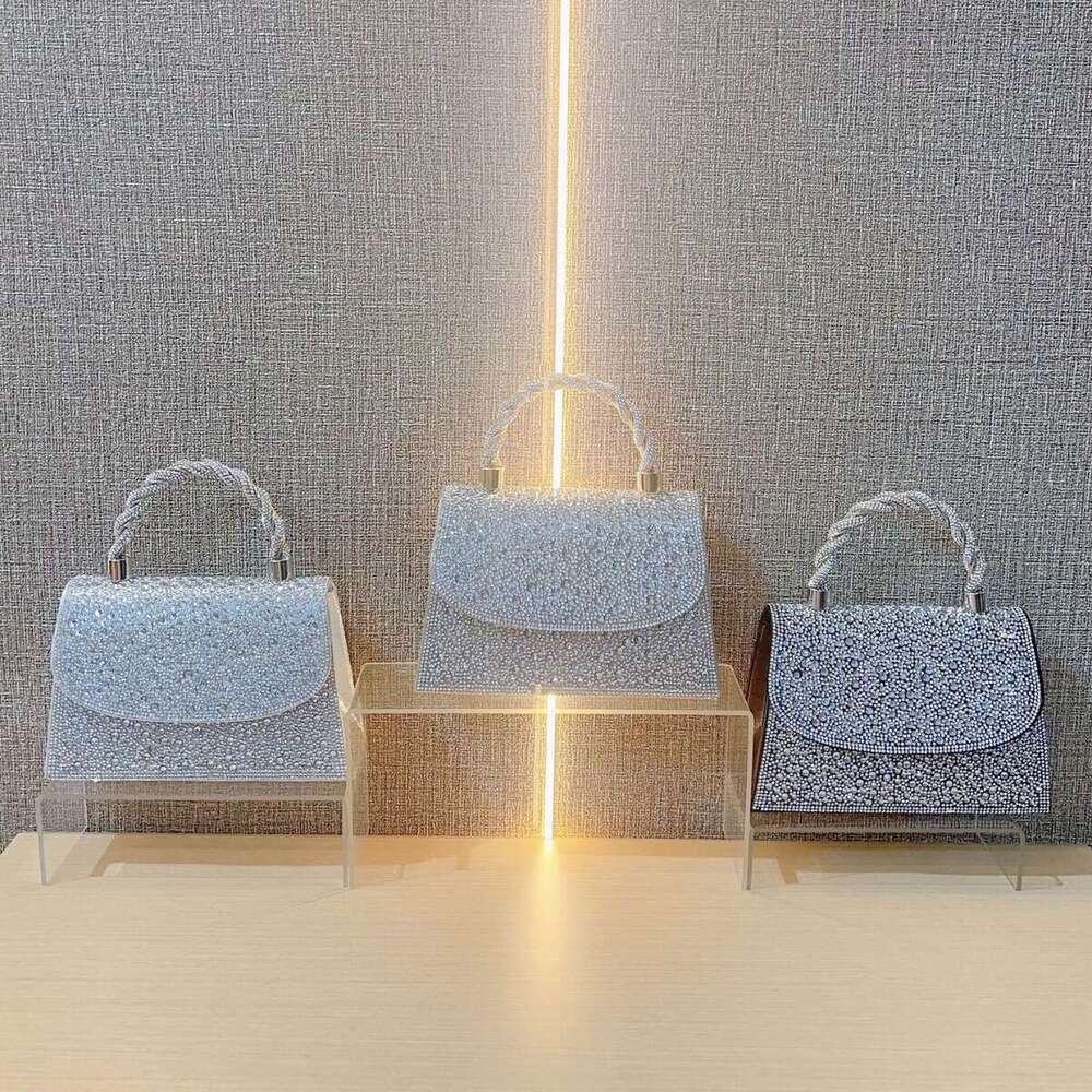 Dinner Bag New French Style Full Socialite Banquet Water Small Square With Diamond Inlaid Handbag Shoulder Cross Dinner Bag KQ