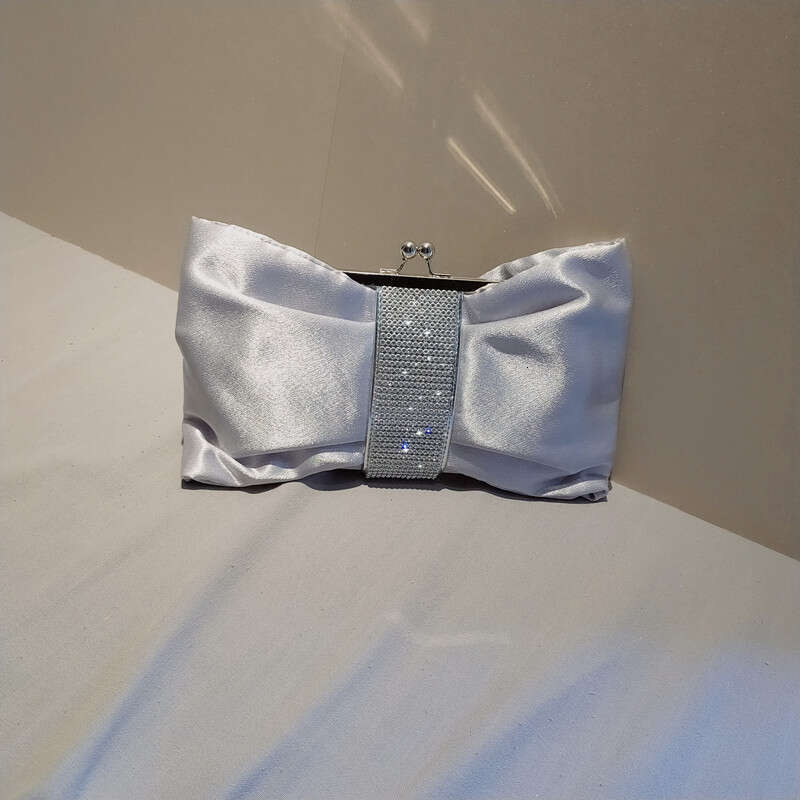 Dinner Bag Bowtie Pu Face Silk Single Shoulder Diagonal Cross Rhinestone Chain Makeup Princess Bag Banquet Handbag KQ