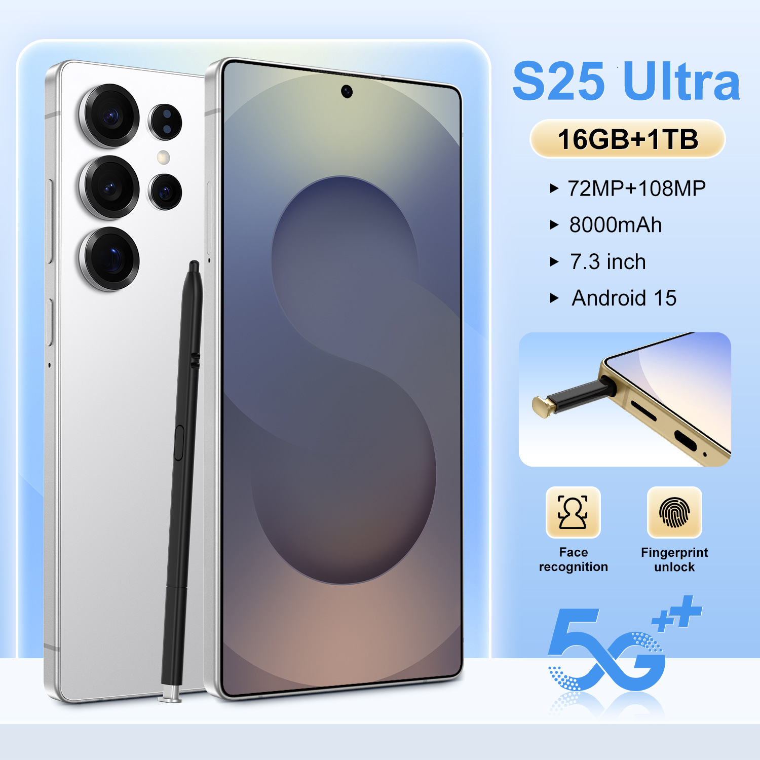 Brand New Unboxed Phone S25 Ultra with Large 7.3-Inch Screen - Android OS, 16GB + 1TB Storage