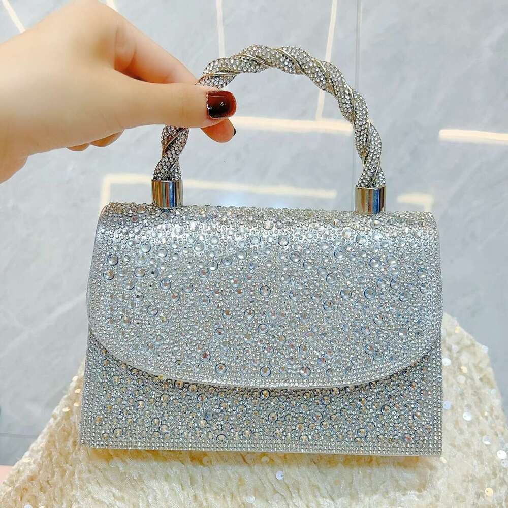Dinner Bag New French Style Full Socialite Banquet Water Small Square With Diamond Inlaid Handbag Shoulder Cross Dinner Bag KQ
