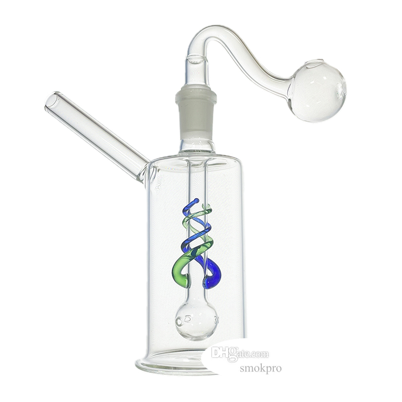 No Tariff - Glass Oil Burner Pipe Mini Bubbler Dab Rig Water Bong With 14mm Male Curved Smoking Bowl Attachment