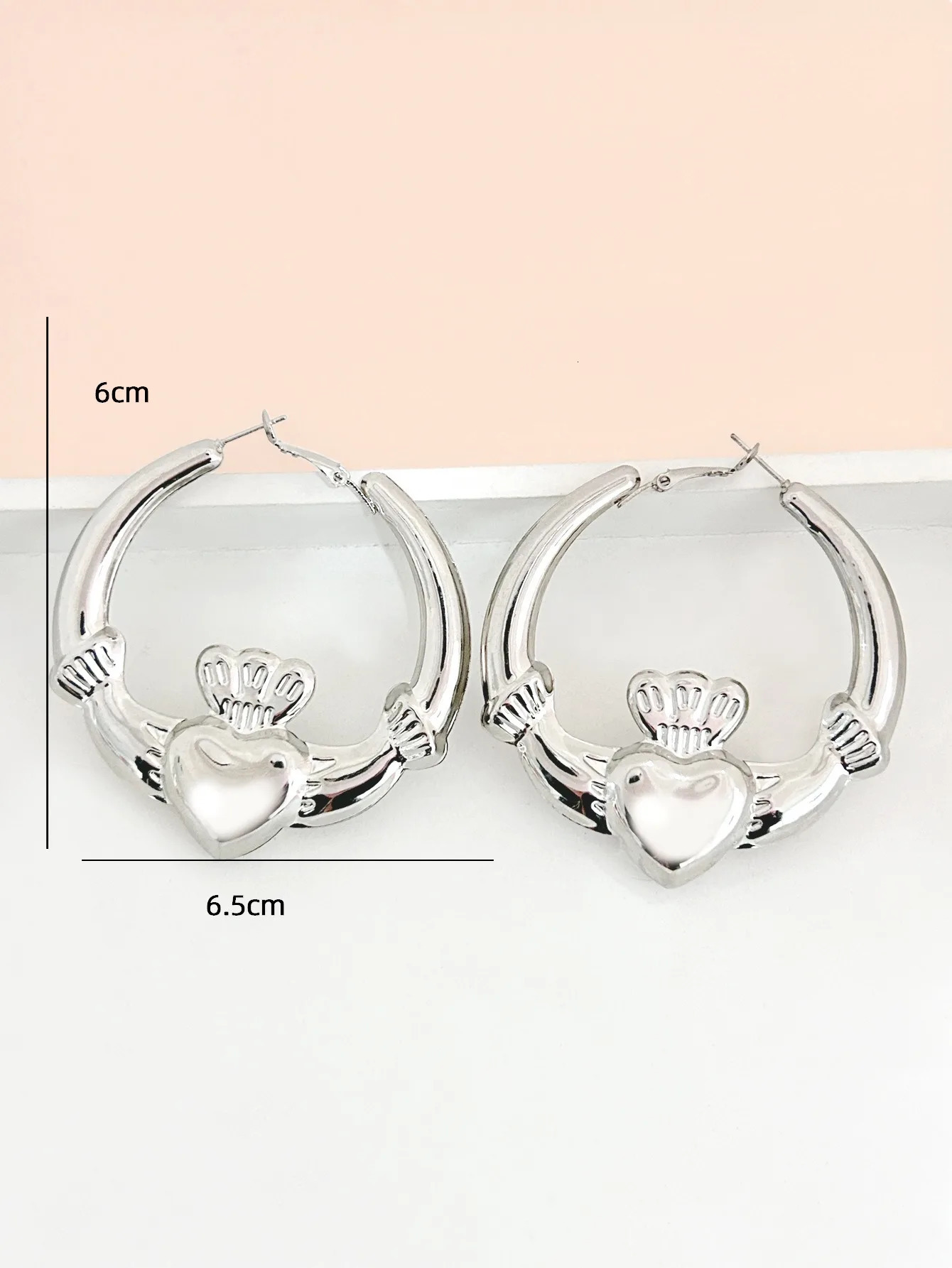 Big guy Claddagh ring earrings womens strong heart earrings Valentines Day gift cute statement jewelry 250428