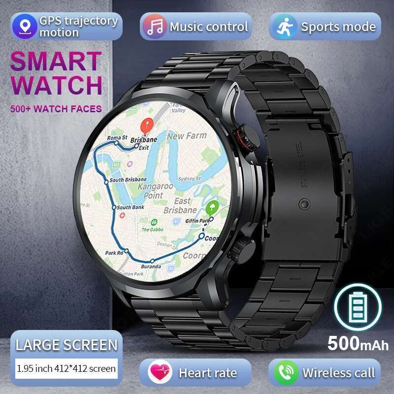 GPS Motion Trectory Bluetooth Calling Men's Smartwatch Sports Fiess Waterproof Smart Watch Health Monitoring