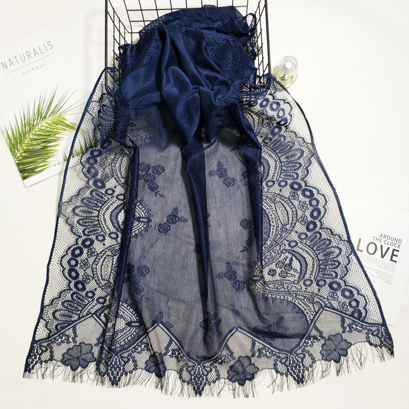 K602 Temperament small tassel LACE scarf New lace hollow scarf shawl dual-purpose Muslim headscarf
