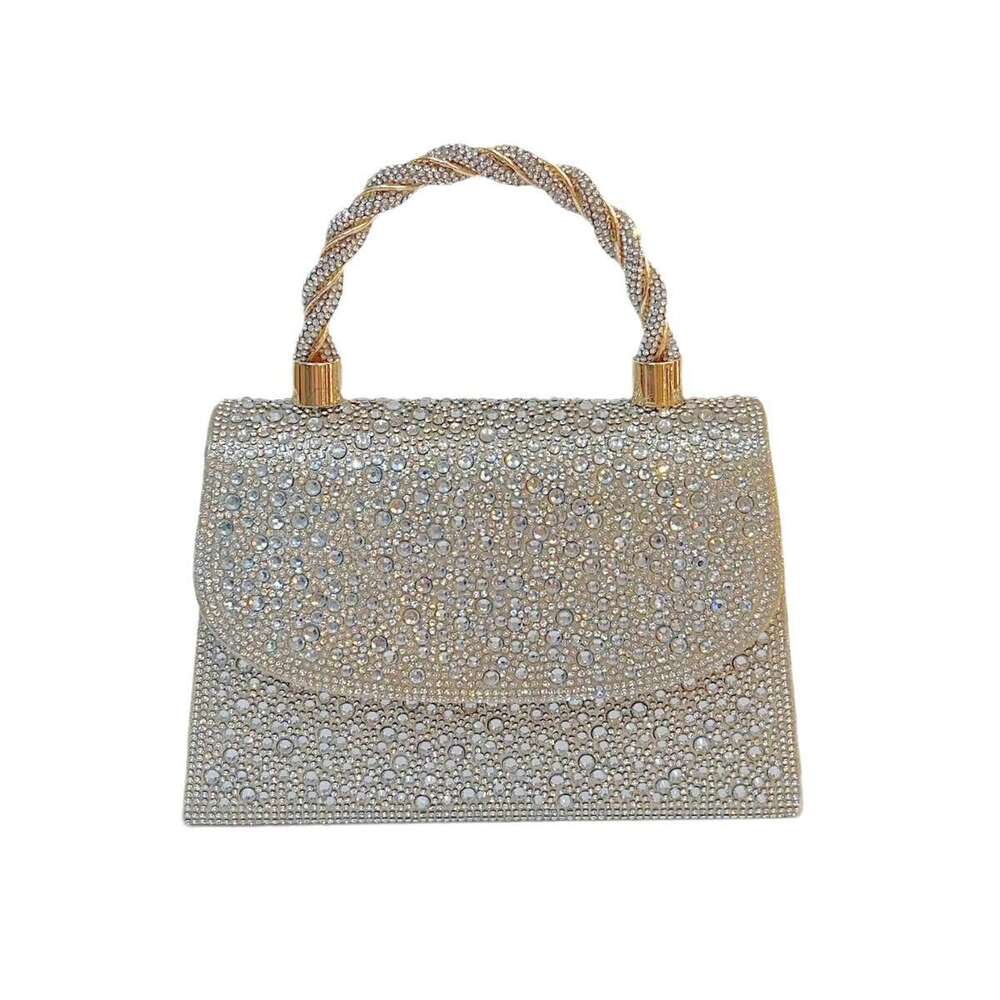 Dinner Bag New French Style Full Socialite Banquet Water Small Square With Diamond Inlaid Handbag Shoulder Cross Dinner Bag KQ