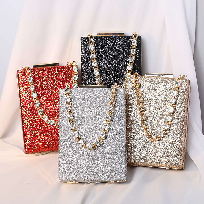 Dinner Bag New Bag With Rhinestone Chain Hand Held Crossbody Square Women S Small Bag Socialite Banquet Handbag KQ