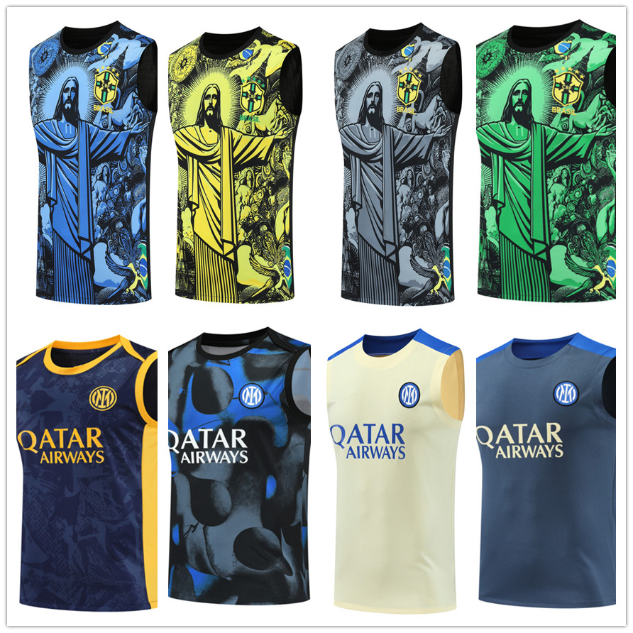 Men vest Sleeveless Madrids Inters Brazils Special Edition football training Jerseys t-shirt 2024 25 Pregame clothing tracksuit soccer unifo