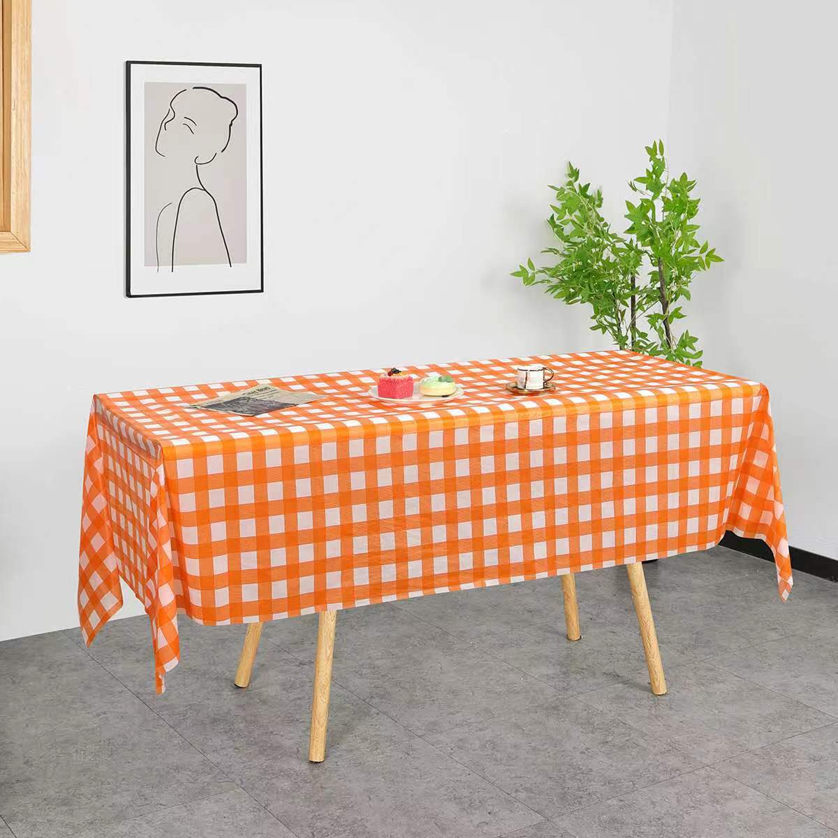 W47 Factory Direct Sales Spot Wholesale Plaid Party Tablecloth Disposable Plastic Tablecloth