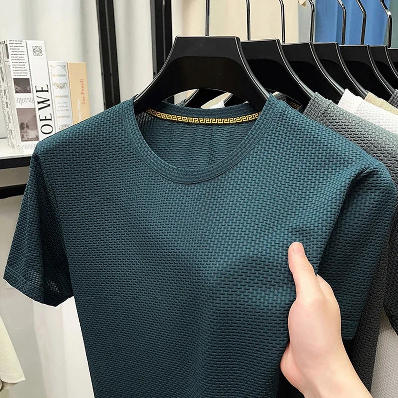 mens casual and fashionable bone flower short sleeved round neck Tshirt breathable comfortable summer top 250430Z