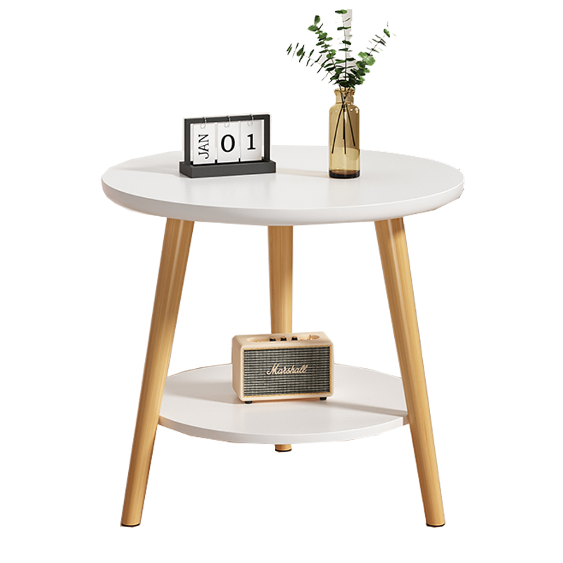 B532 Coffee table double layer small round table living room small coffee table mini table bedroom shelf