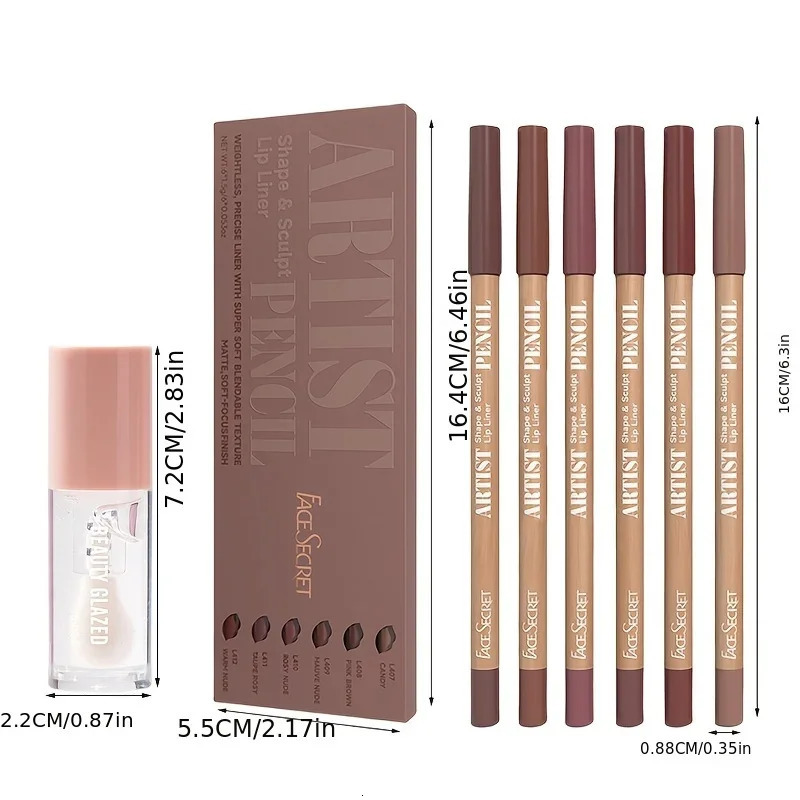7-piece lip set velvet matte waterproof lip linerlip oil set durable matte lip pencil lip liner makeup set 250429