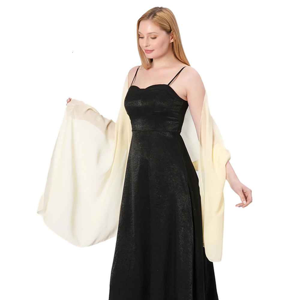 1pc Solid Chiffon Bridal Shawl Set Elegant Capelet Wrap for Wedding Dresses Convertible Evening Gala Accessories Shawl 250430