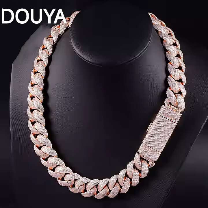 VVS Moissanite Iced Chain for Mens 13mm-22mm Wide 925 Solid Silver 18k Gold Plated Diamond Rapper Cuban Link Necklace Bracelet