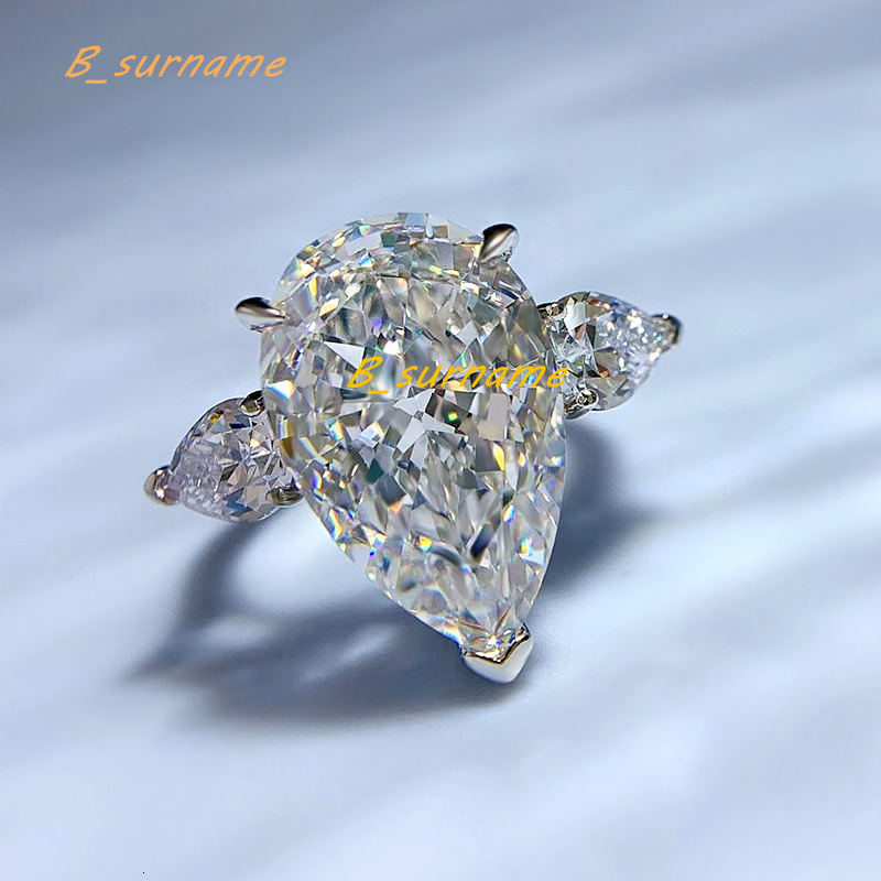 Choucong Pure 100% 925 Sterling Silver Moissanite Diamond Party Luxury Jewelry Water Drop 5CT Gemstones Party Women Eternity Engagement Band Ring Gift