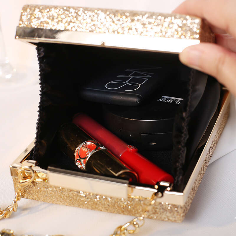 Dinner Bag New Bag With Rhinestone Chain Hand Held Crossbody Square Women S Small Bag Socialite Banquet Handbag KQ