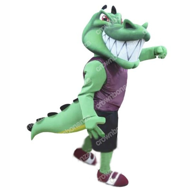 Hot Sales College Crocodile Mascot Costumes Halloween Cartoon Character Outfit Suit Xmas Outdoor Party Outfit Unisex Promotional Advertising Clothings