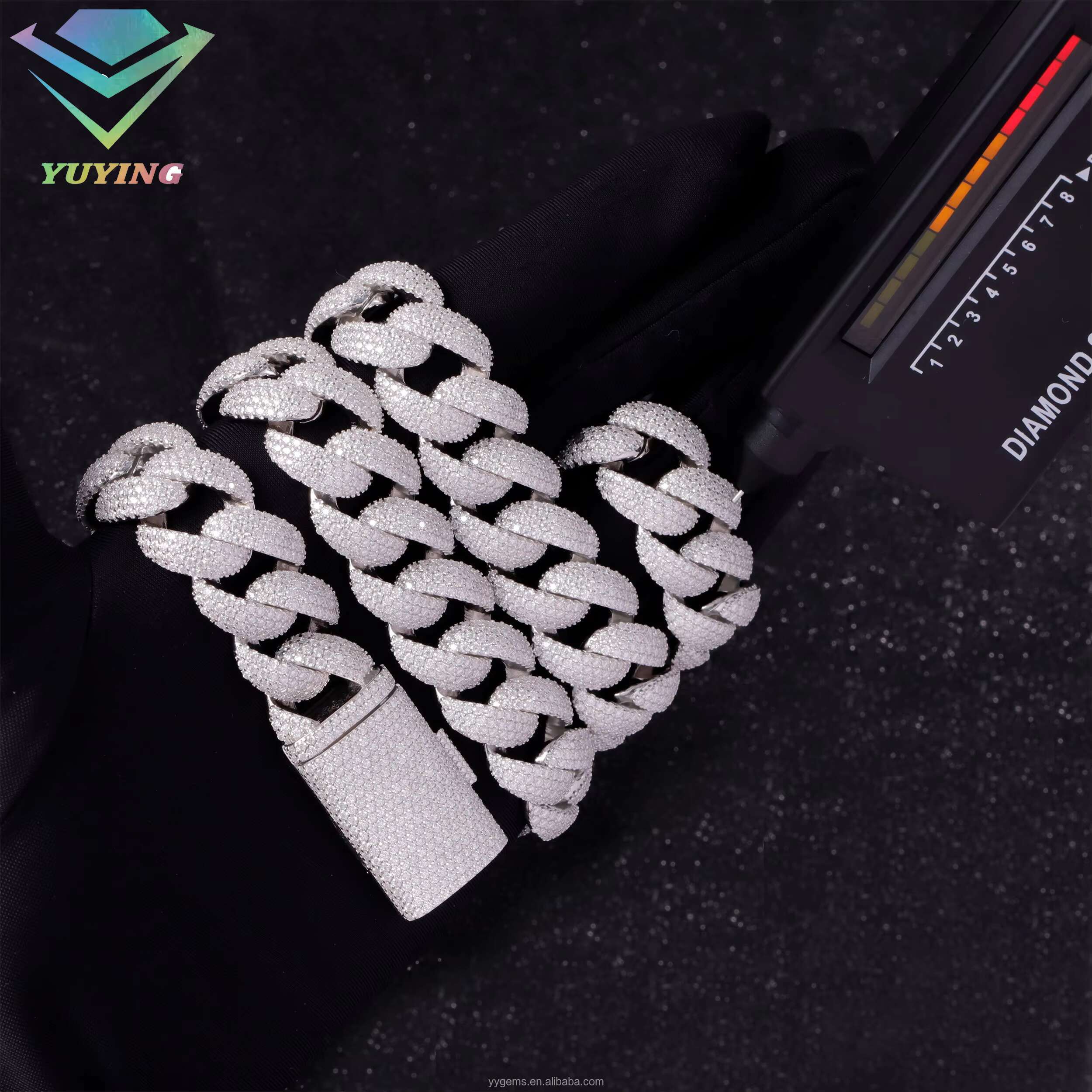 Yy 22 20 17 mm Curved Cuban Link Chian Vvs Moissanite Pass Diamond Tester 925 Sterling Silver Fine Jewelry Necklaces for Men