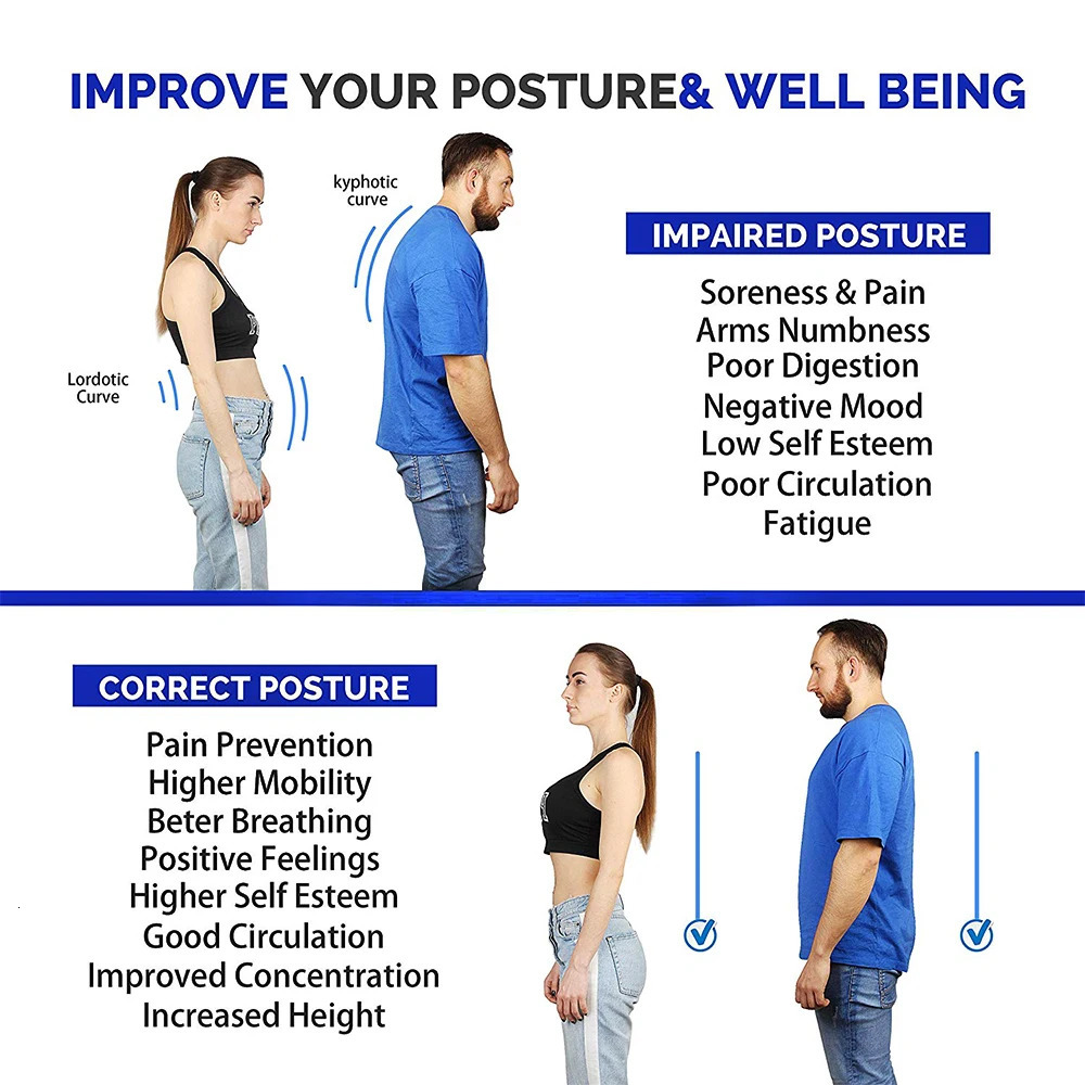 Adjustable back shoulder poster corrector with clamping spinal support for reshaping the body home office exercise upper back neck brace 250427