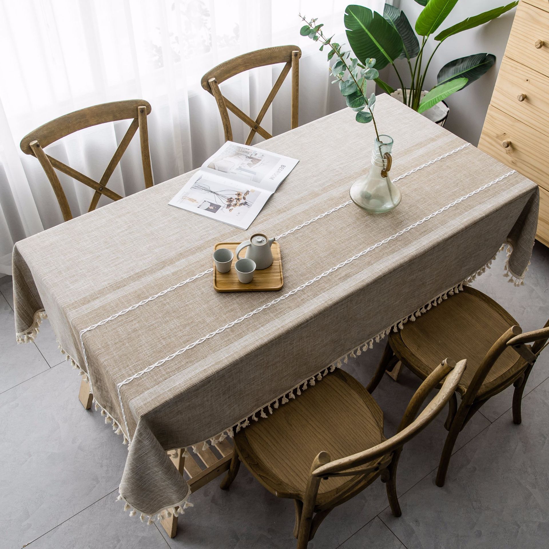 W41 modern simple tablecloth imitation cotton and linen fabric home tablecloth ins coffee table mat picnic mat home tablecloth
