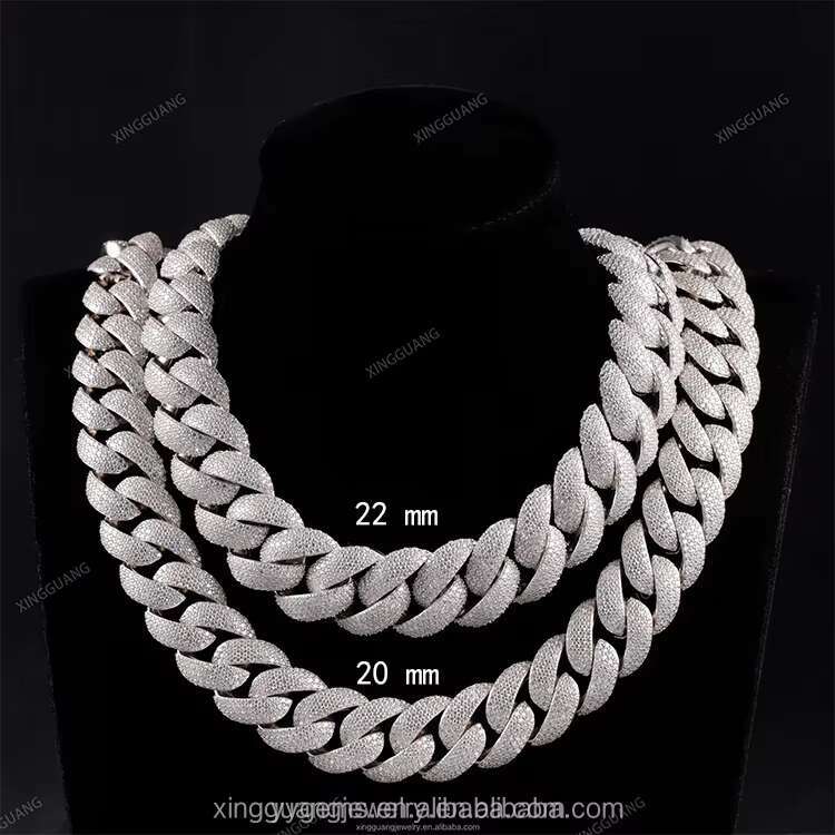 Yy 22 20 17 mm Curved Cuban Link Chian Vvs Moissanite Pass Diamond Tester 925 Sterling Silver Fine Jewelry Necklaces for Men