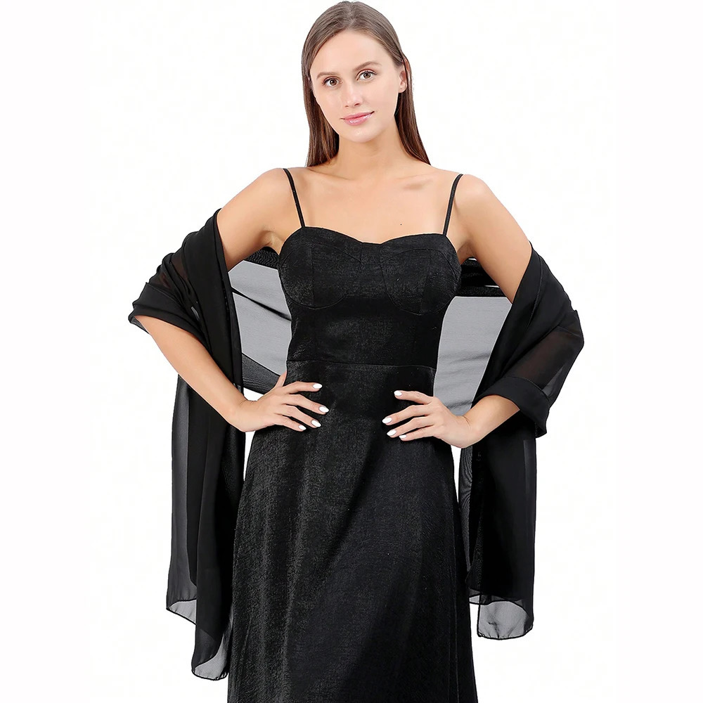 1pc Solid Chiffon Bridal Shawl Set Elegant Capelet Wrap for Wedding Dresses Convertible Evening Gala Accessories Shawl 250430