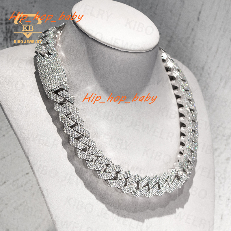 Hip Hop Huge Rapper 925 Silver Gold Plated Mossanite 20MM VVS1 LAB Grown Moissanite Diamond Iced Out Cuban Link Necklace