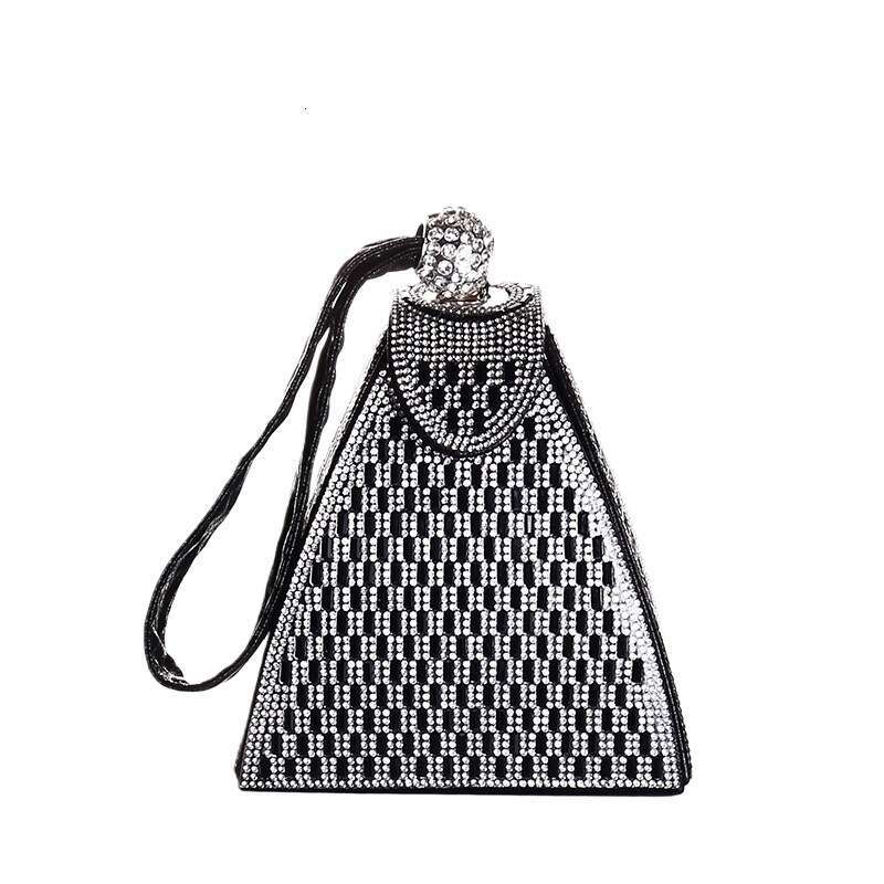 Dinner Bag Water Network Red Diamond Embedding Dinner Handbag Bling Personalized Triangle Small Bag KQ