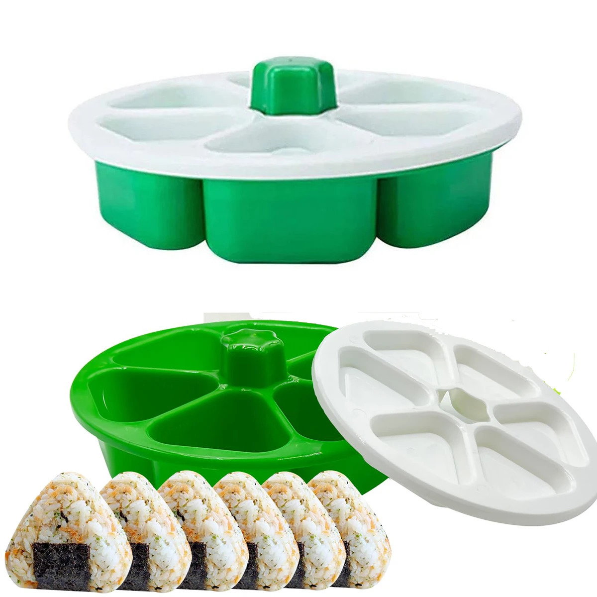1/6 Cavity Triangle Sushi Mold Bento Onigiri Rice Ball Press Maker Non-stick Sushi Maker Tools For Seaweed Cilantro Rice Balls 250429