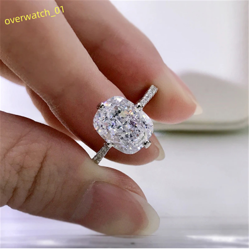 Cushion Cut 3ct Moissanite Diamond Ring 100% Real 925 sterling silver Party Wedding band Rings for Women Engagement Jewelry