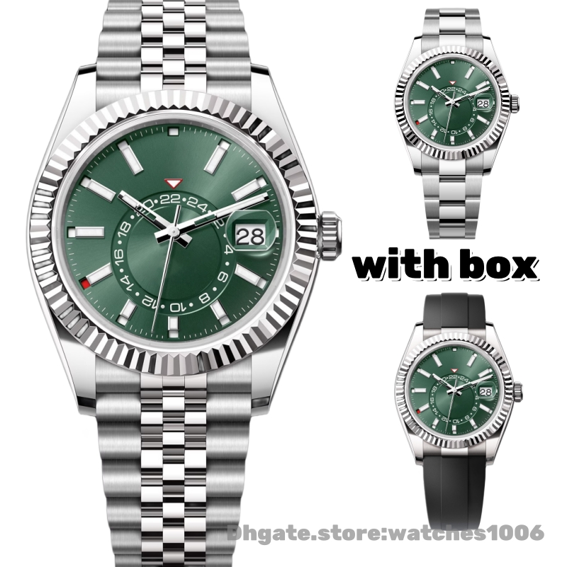 Luxury Mens Mechanical SKY Watch Designer Sapphire mirror surface Stainless steel Watches 42MM Fashion wristwatch Luminous waterproof watch and gift box