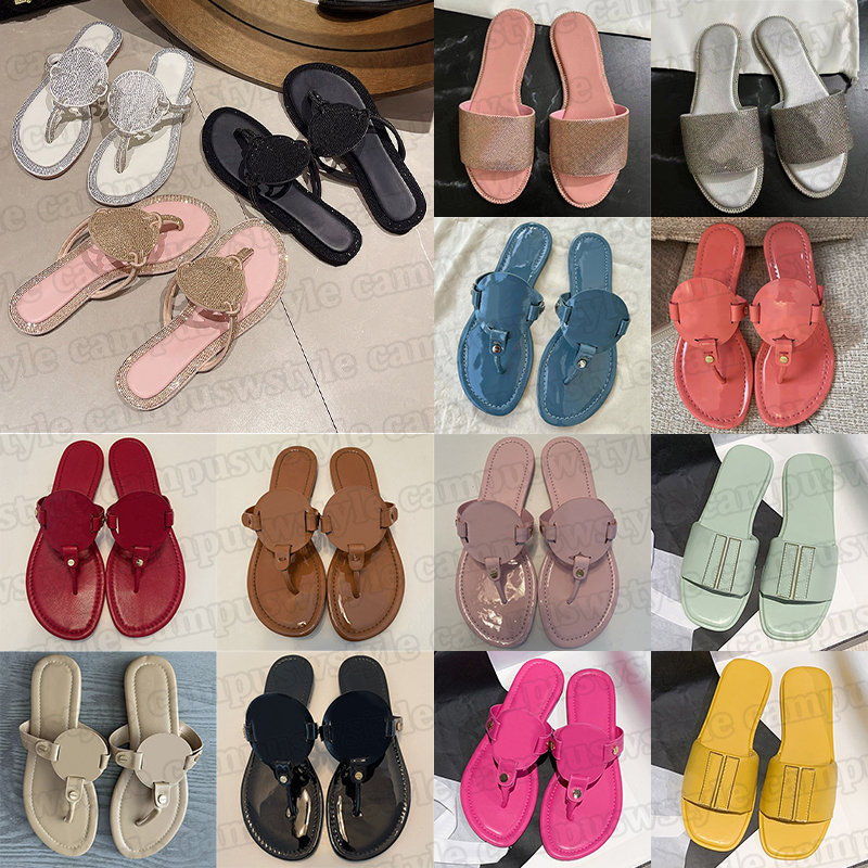 free shipping with box sandals famous designer women slides flip flops sliders luxury patent leather slide pink brown black flat sandal womens outdoor shoes