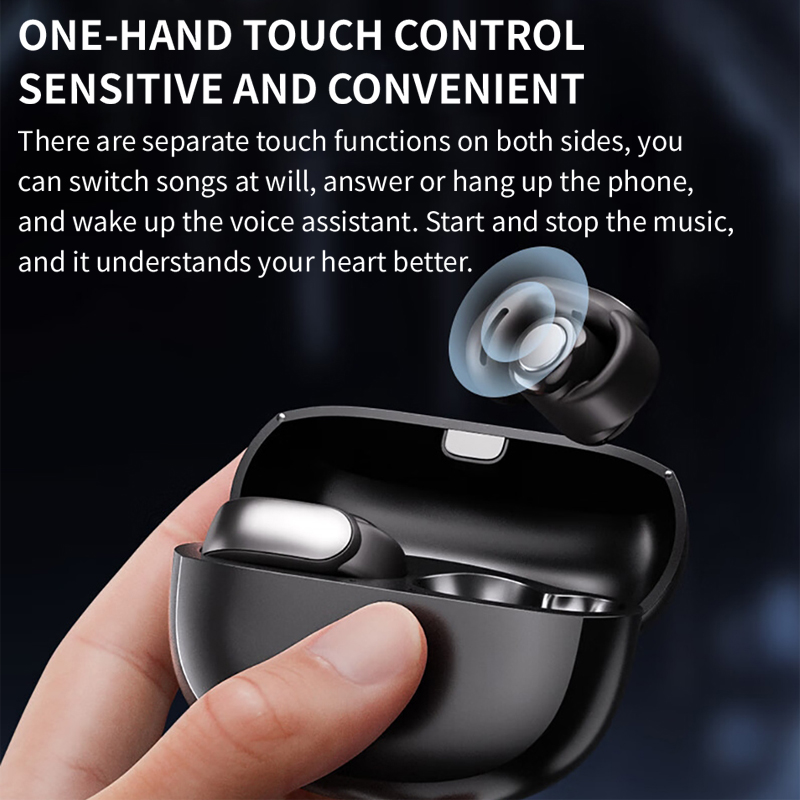New V12 Ear Clip Earphone Wireless Bluetooth 5.3 Headphones Sports Gaming Open Headset HiFi Stereo Earbuds 350mAh Long Standby