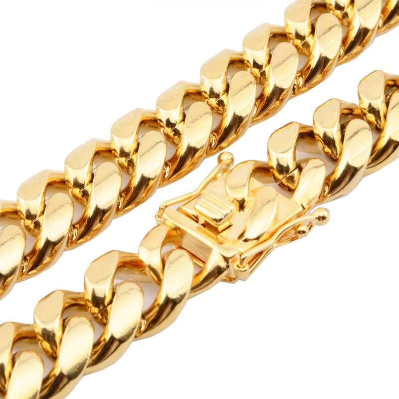 Designer necklace Wholesale Chunky 18k Gold Plated Cuban Chain Necklace Jewelry Men Women Hip Hop Stainless Steel Cuban Chain