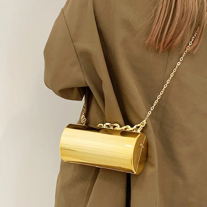 Womens Handbag Bags For Women Party Cylinder Mini Evening Purse Crossbody Shoulder Bag Gold Box Clutch 250429