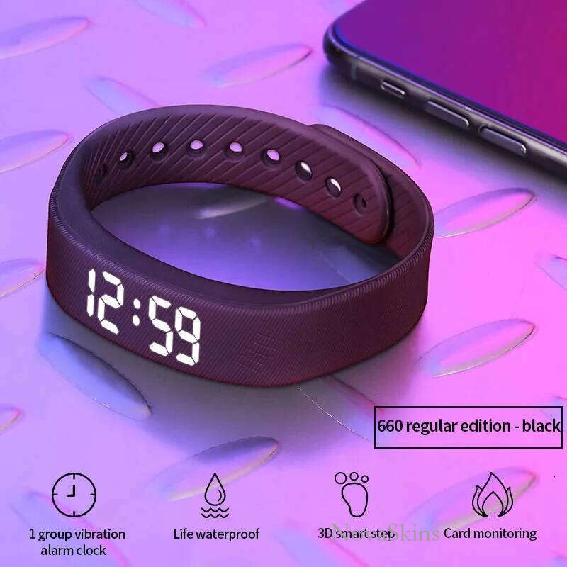 Smart Vibration Alarm Clock Reminder Sleep Monitoring 24 Hours Pedometer Rechargeable Bracelet