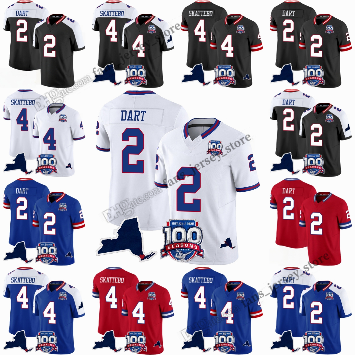 2025 Football Draft NO.3 Jersey 2 Jaxson Dart Black Stitched 4 Cam Skattebo 100 Patch Black 1925 White Jerseys Sport Custom Women Youth Shirts XS-6XL