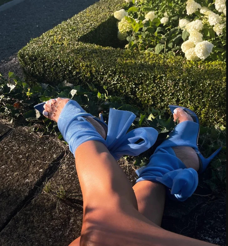 Tulle Lace Up Sandals Pvc Straps Pointed Toe Hollow Stiletto Heels Mesh Summer Women Sexy Casual Party Dress Clear Shoes 250428