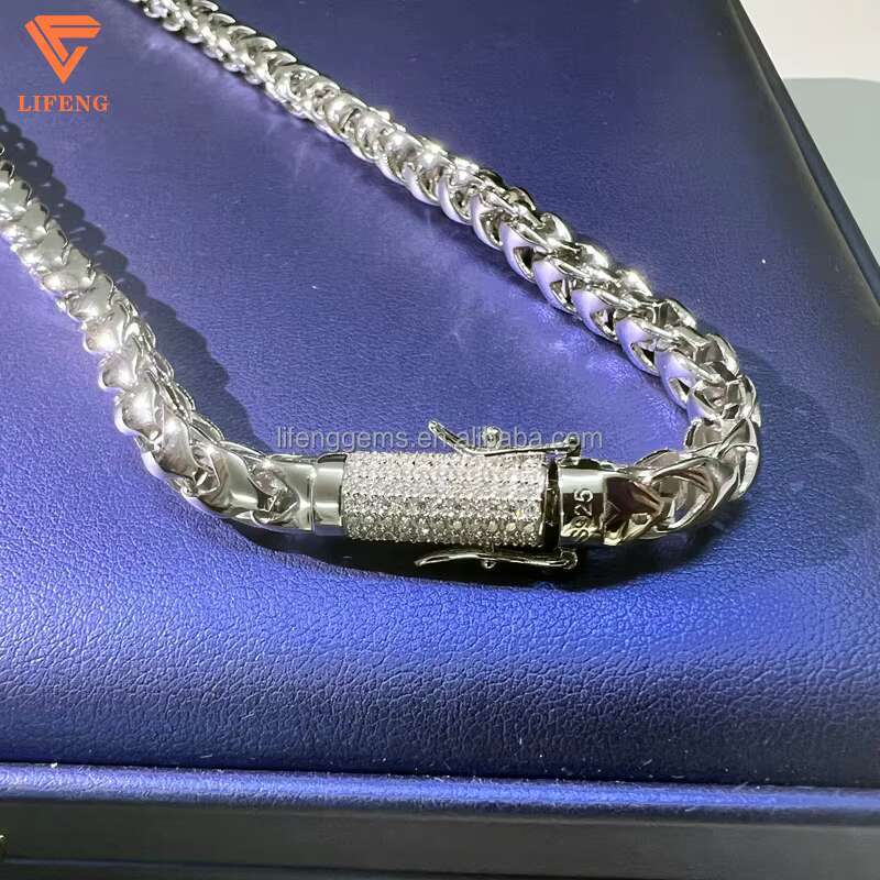 Rope Chain Fine Jewelry 925 Sterling Silver 6MM Iced Out VVS Moissanite Necklace Hip Hop Franco Chain With Diamonds Clasp