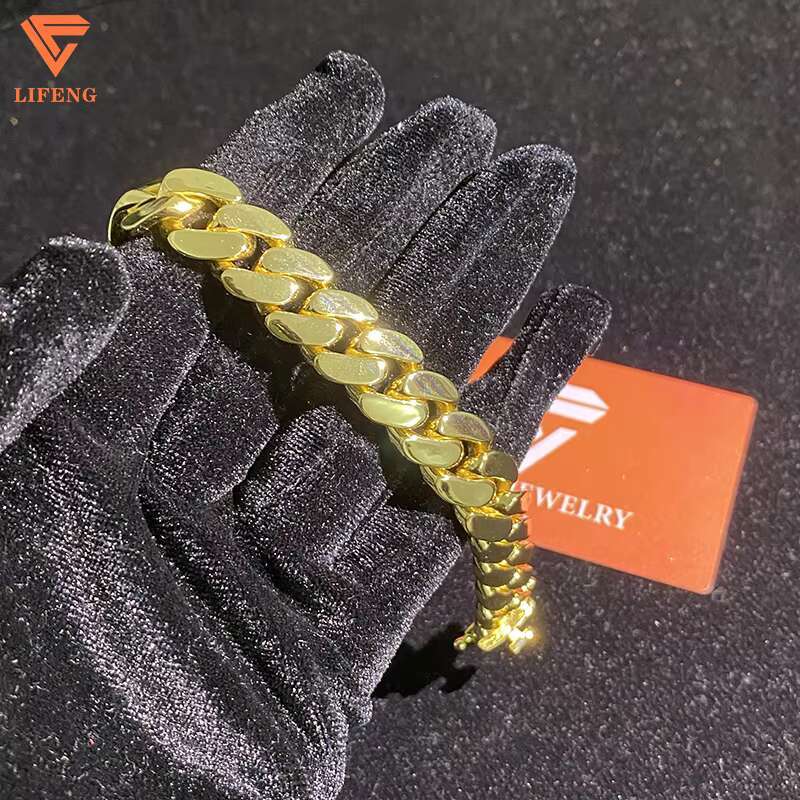 Fashion Jewelry 20mm 14K Gold Plated Cuban Link Chain 925 Sterling Silver Luxury Punk Hiphop Necklace Miami Plain Cuban Necklace